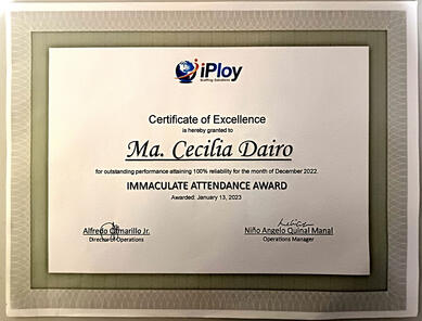 Immaculate Attendance Awardee