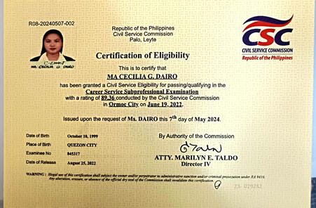 Civil Service Eligibility - Subprofessional Level